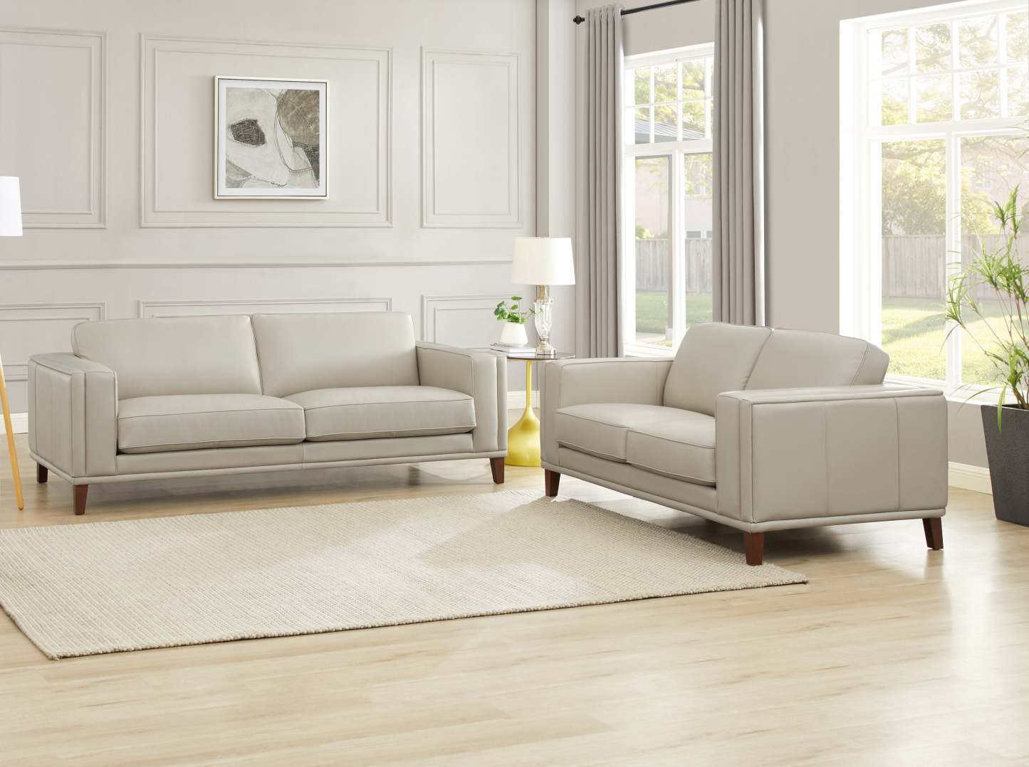 Sofa Lyon de Hydeline en cuir - vanille