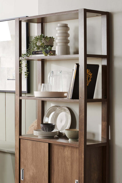 Bibliothèque Jude 36 3 étagères avec meuble - Noisette|Bibliothèque Jude de 36 po à 3 tablettes avec armoire - noisette