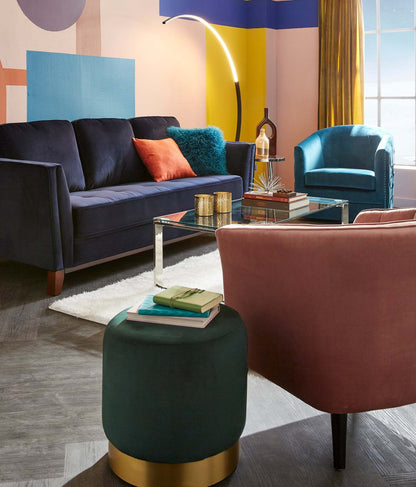 Phebe 16.5 Storage Ottoman with Gold Trim Base - Vert|Pouf de rangement Phebe de 16,5 po avec base à bordures dorées - vert