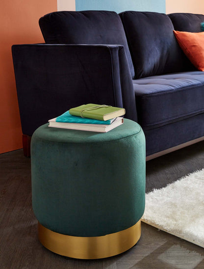 Phebe 16.5 Storage Ottoman with Gold Trim Base - Vert|Pouf de rangement Phebe de 16,5 po avec base à bordures dorées - vert
