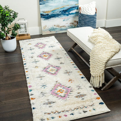 Tapis à poils long Lola à motif de diamants - 2 pi 7 po x 8 pi