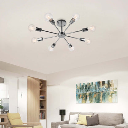 Plafonnier semi-encastré Sputnik noir/doré, idéal pour salon, cuisine, bureau, chambre ou hall d'entrée.