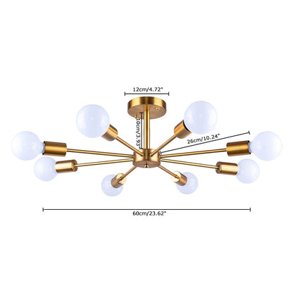 Plafonnier semi-encastré Sputnik noir/doré, idéal pour salon, cuisine, bureau, chambre ou hall d'entrée.