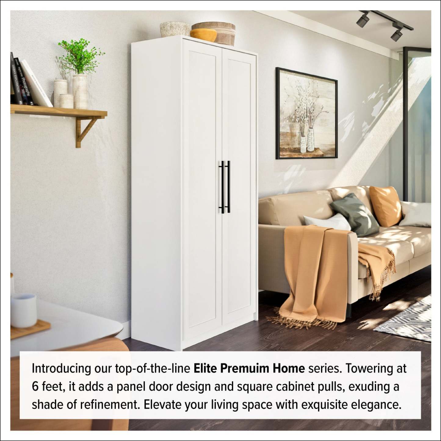 Elite Premium Home Accent Armoire de rangement avec 5 tablettes - Blanc|Armoire d'appoint de rangement Elite Premium Home avec 5 tablettes - blanche