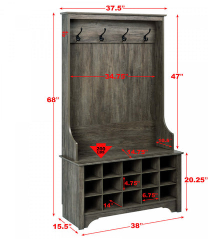 Arbre d'entrée avec rangement pour chaussures - Drifted Grey|Portemanteau avec rangement pour chaussures - gris délavé