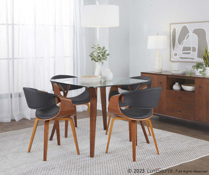 LumiSource Symphony Faux Leather Mid-Century Modern Dining Accent Chair - Walnut/Black|Chaise d'appoint de salle à manger moderne du milieu du 20e siècle Symphony en similicuir - noyer et noir