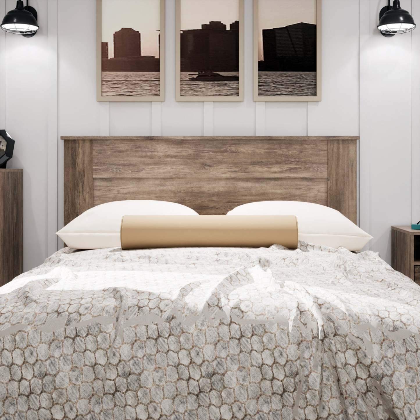 Tête de lit Queen Flat Panel - Drifted Grey|Tête de lit à panneau plat pour grand lit - gris délavé