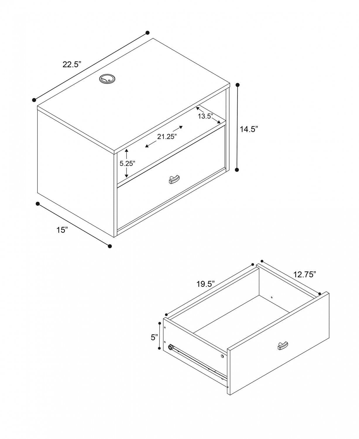 Etagère flottante avec tiroir - Blanc|Tablette flottante avec tiroir - blanche