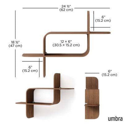 Umbra Modern Wood Montage Wall Shelf - Light Walnut|Tablette murale moderne Montage de Umbra en bois - noyer clair