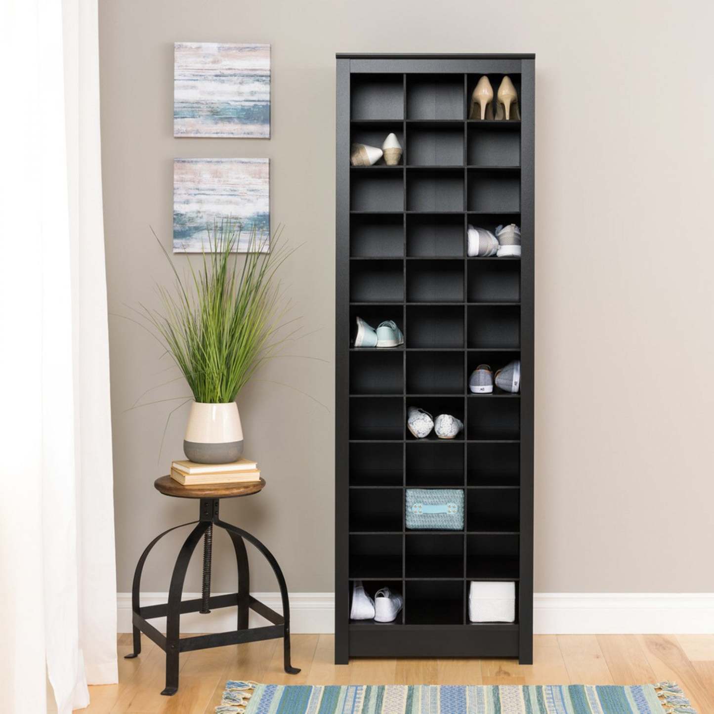 Thirty-Six Pair Shoe Storage Rack - Black|Support de rangement pour 36 paires de chaussures - noir