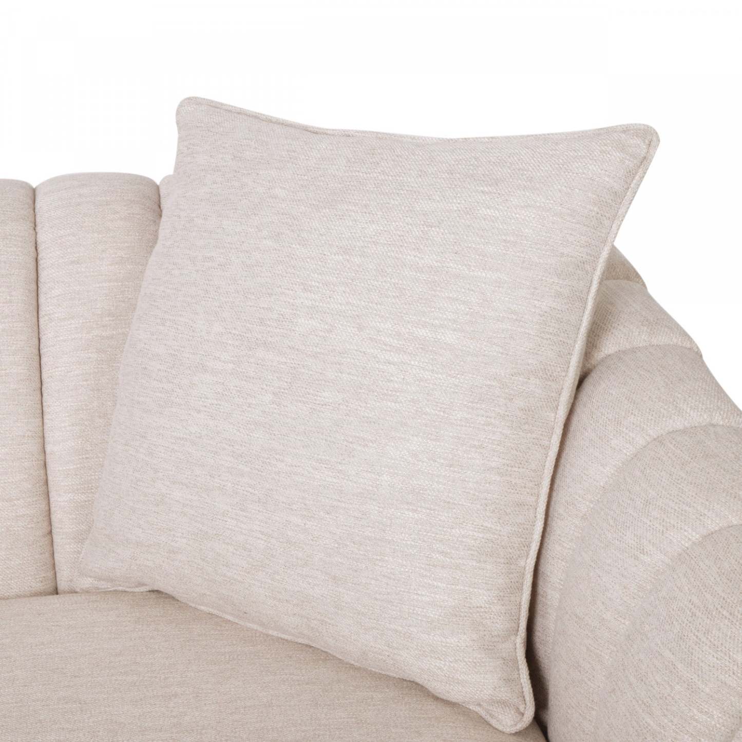 Taylor 84,5 Canapé de Format Condo en Tissu Aspect Lin avec Pattes en Bois - Beige Blanc