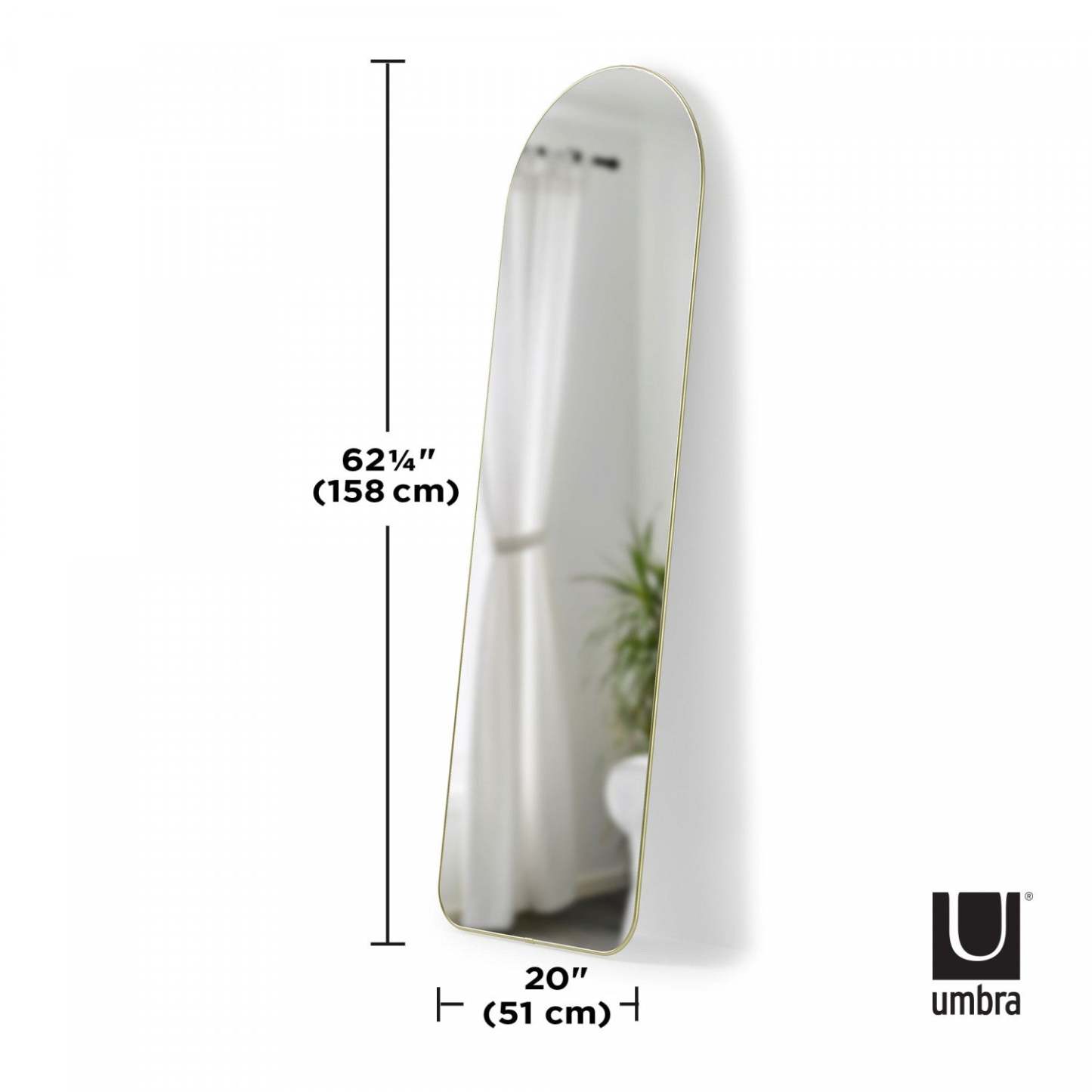 Miroir Umbra Hubba Arched 20 x 62 - Laiton|Miroir arqué Hubba de Umbra de 20 po x 62 po - laiton