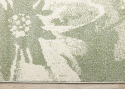 Tapis Ellis Floral Vert Crème - 7'10 x 10'6|Carpette Ellis verte et crème à motif floral - 7 pi 10 po x 10 pi 6 po