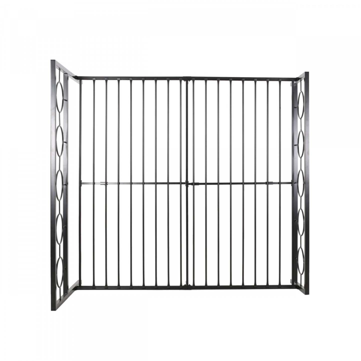 Cadre de lit Robert en métal avec tête et pied de lit au design circulaire, taille King, noir | Robert Cadre de lit en métal avec tête et pied de lit au design circulaire, taille King, noir