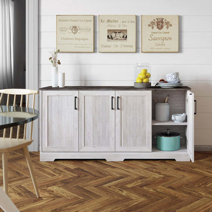Prepac Rustic Ridge 4-Door Console Buffet - Washed White|Console Rustic Ridge de Prepac à 4 portes - blanc délavé