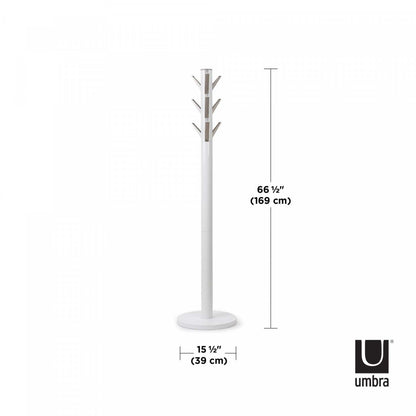 Umbra Modern Wood Flapper Coat Rack - Blanc|Portemanteau moderne Flapper de Umbra en bois - blanc