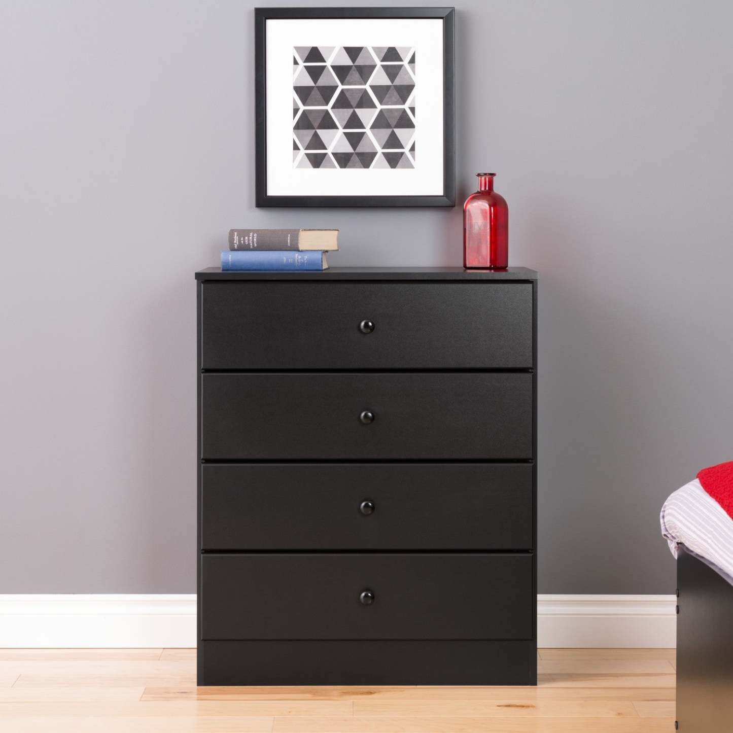 Commode Astrid 4 tiroirs - Noir|Commode Astrid à 4 tiroirs - noire