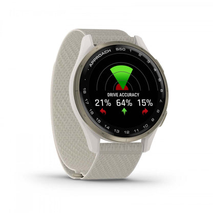 Garmin Approach S50 Amoled Montre Intelligente de Golf - Gps, 43 000 Parcours Préchargés | Aluminium Crème Or Bez