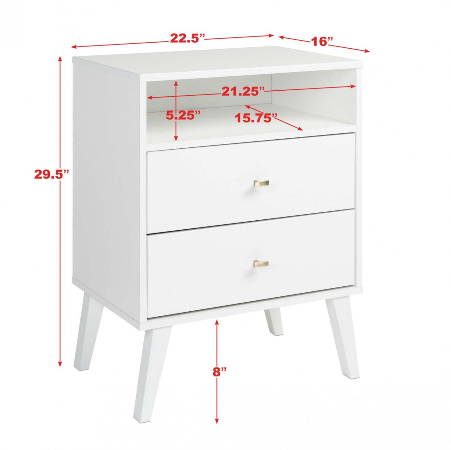 Milo 2-Drawer Tall Nightstand - Blanc|Table de nuit haute Milo à 2 tiroirs - blanche