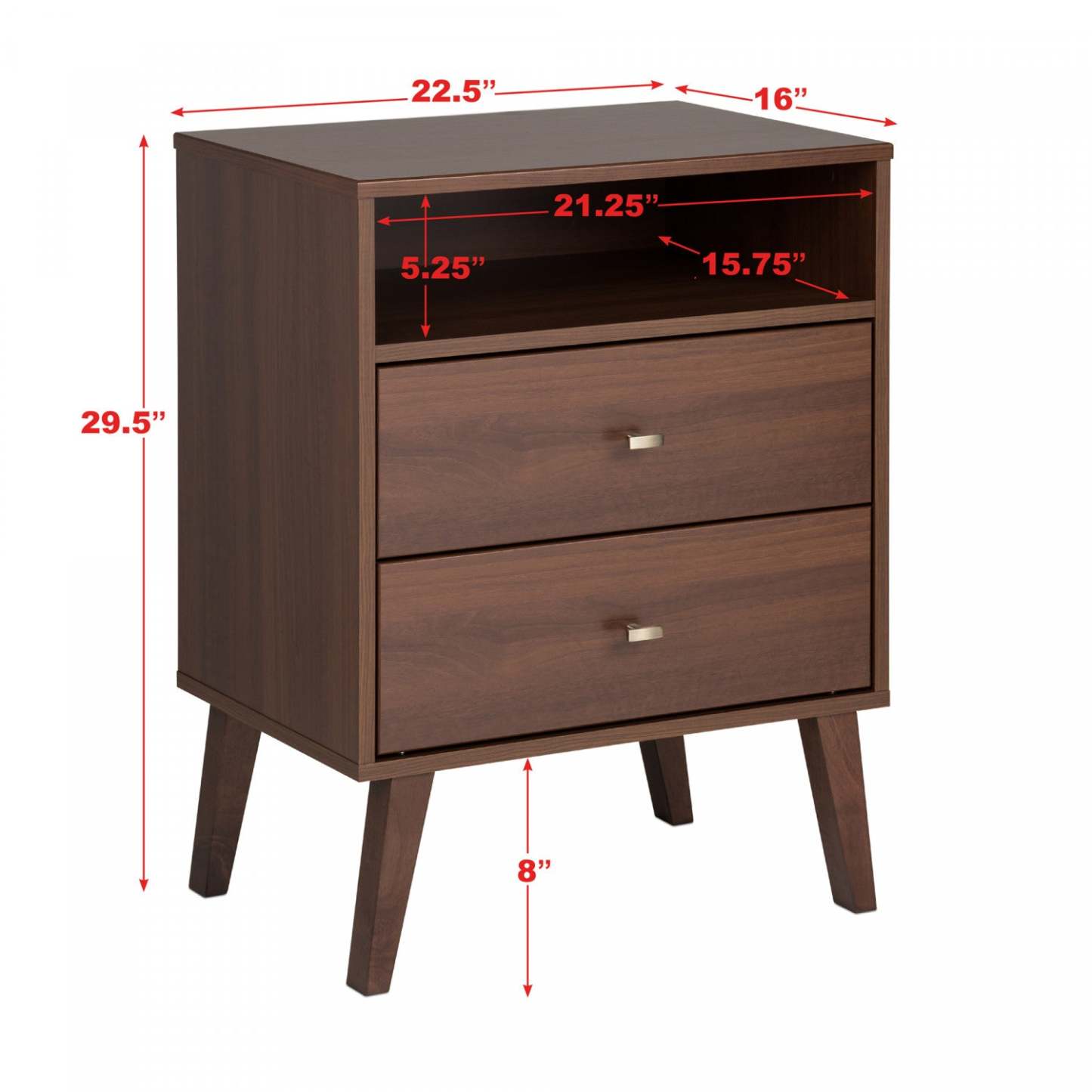 Milo 2-Drawer Tall Nightstand - Cherry|Table de nuit haute Milo à 2 tiroirs - cerisier