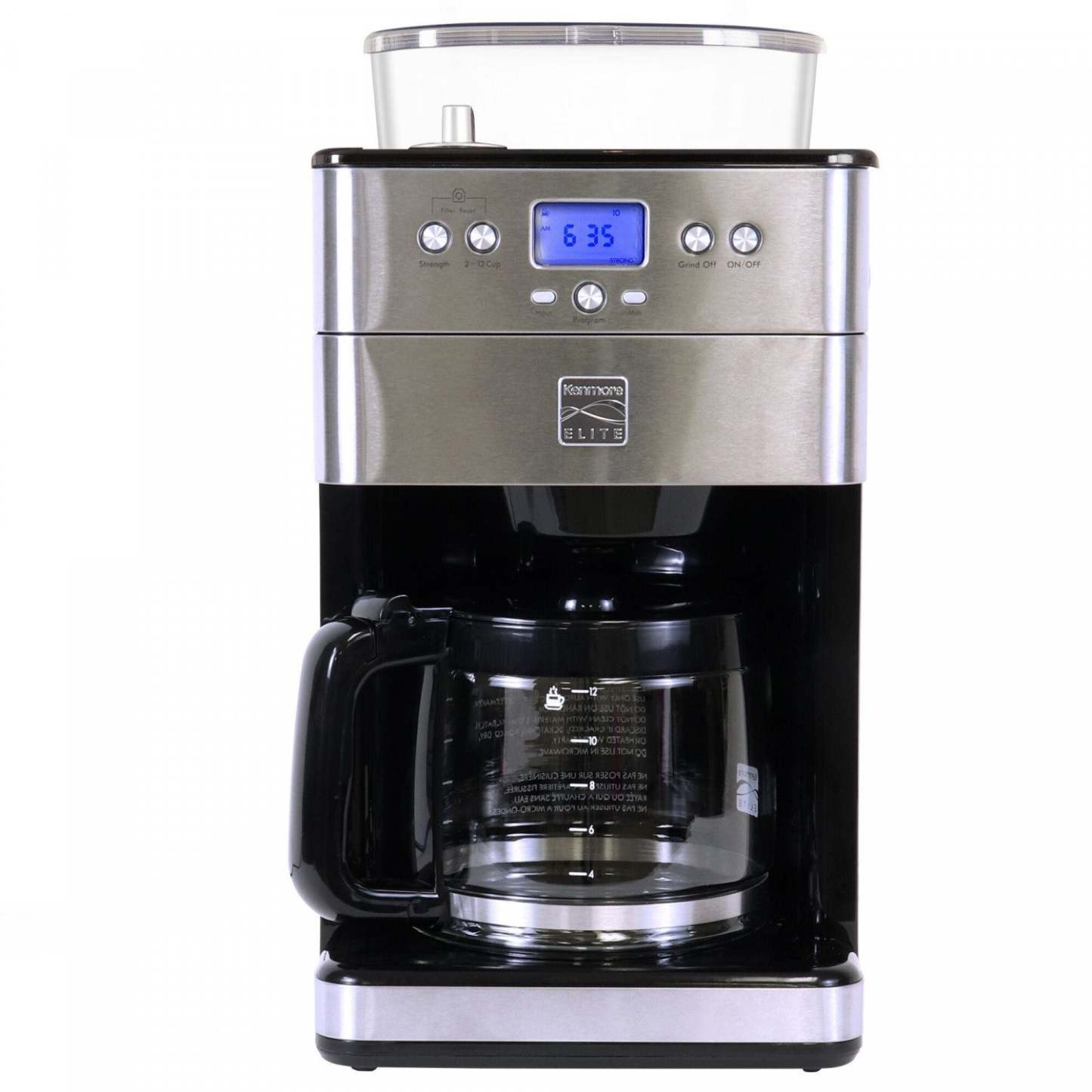 Kenmore Elite Grind &amp; Brew Coffee Maker Stainless Steel - KKECMGBSS|Cafetière à moudre et infuser Kenmore Elite en acier inoxydable - KKECMGBSS