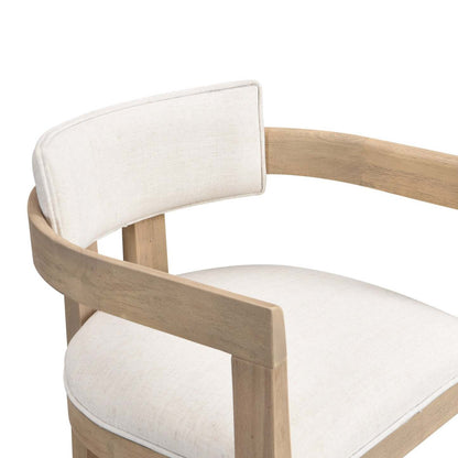 Tiffany 26 Ensemble De 2 Tabourets (Hauteur De Comptoir) Avec Structure En Bois Massif, Tissu Aspect Lin - Fini Naturel