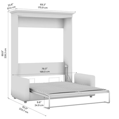 Grand lit escamotable Versatile de Bestar de 78 po (L) avec sofa - blanc