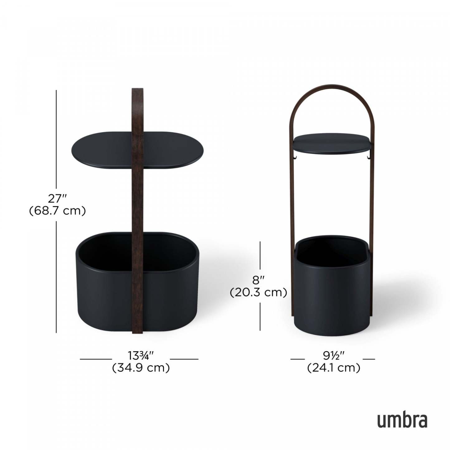 Umbra Modern Steel Bellwood Storage End Table - Black and Walnut|Table de bout moderne Bellwood en acier d'Umbra avec rangement - noire et noyer