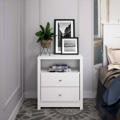 Calla Tall 2-Drawer Nightstand - Blanc|Table de nuit haute Calla à 2 tiroirs - blanche