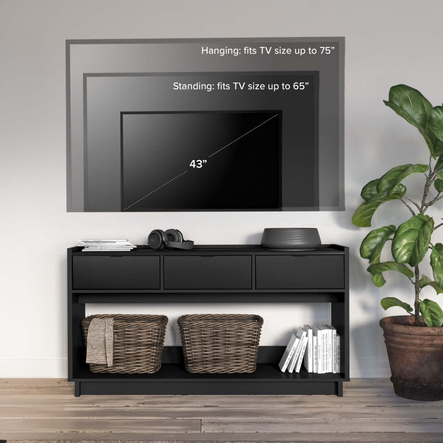 Console de buffet Prepac Simply Modern - Noire