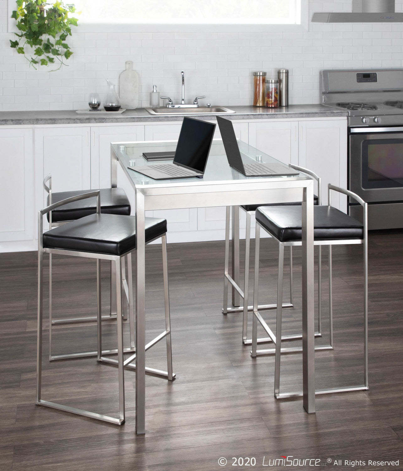 LumiSource Fuji Glass Contemporary Counter-Height Dining Table|Table de salle à manger contemporaine Fuji de hauteur comptoir en verre