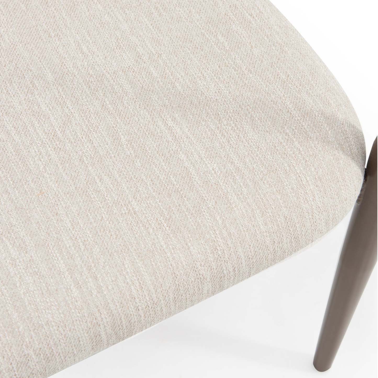 Ensemble de 2 chaises de salle à manger Mila avec tissu rembourré et structure en métal - Beige et noyer | Ensemble De 2 Chaises De Salle À Manger Mila Avec Tissu Rembourré Et Structure Métallique - Beige Et Noyer