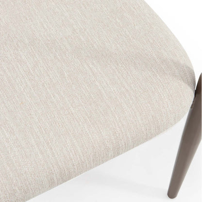 Ensemble de 2 chaises de salle à manger Mila avec tissu rembourré et structure en métal - Beige et noyer | Ensemble De 2 Chaises De Salle À Manger Mila Avec Tissu Rembourré Et Structure Métallique - Beige Et Noyer