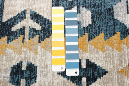 Mosaic Taupe/Blue Machine Washable Area Rug - 5'0 x 7'0|Carpette Mosaic taupe et bleue lavable à la machine - 5'0 x 7'0|D86F5B5Y