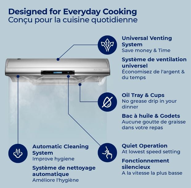 Hauslane 30 Under Cabinet Stainless Steel Range Hood - UC-C400SS-30|Hotte de cuisinière sous l'armoire Hauslane de 30 po en acier inoxydable - UC-C400SS-30