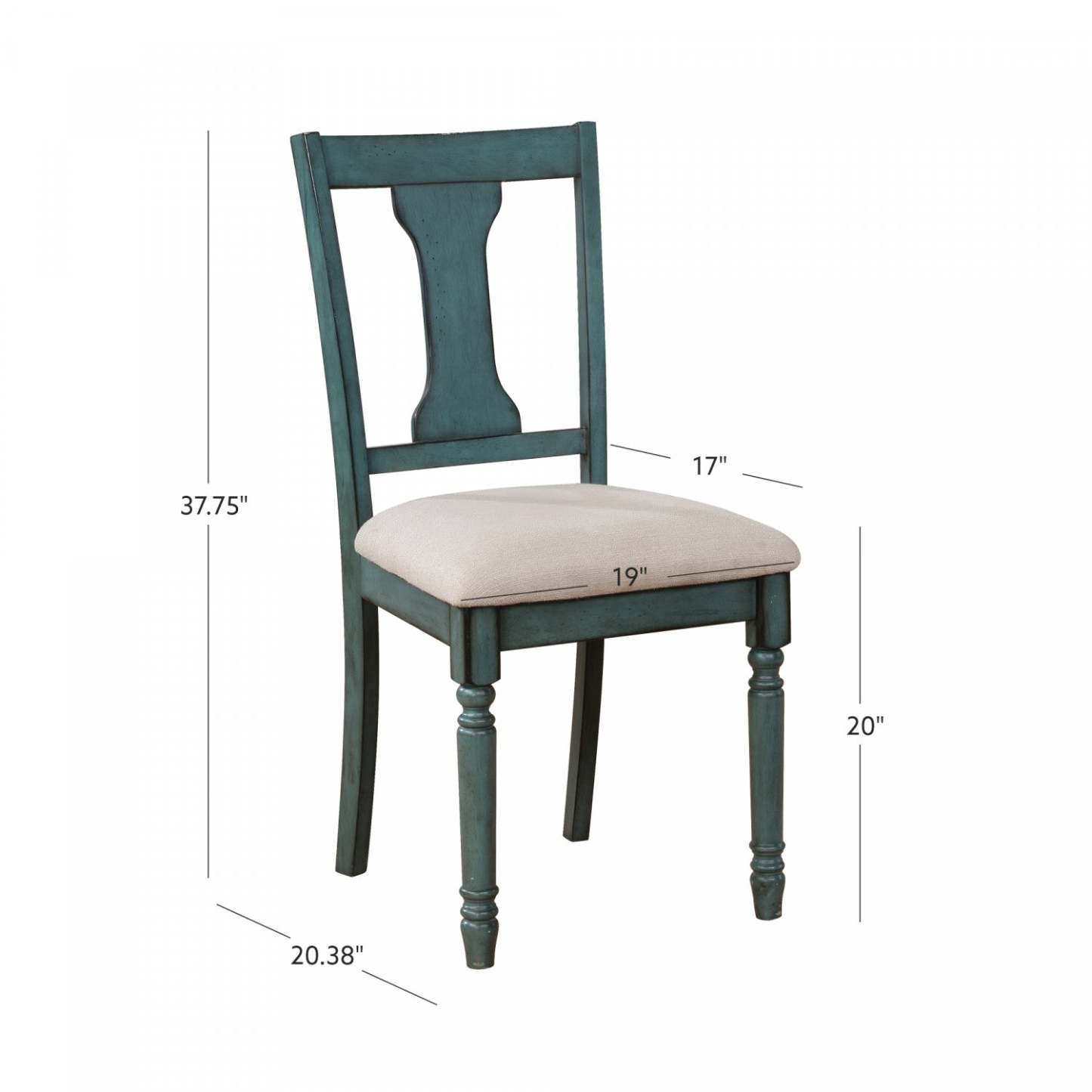 Willow Fabric Teal Dining Chair - Set of 2|Chaise de salle à manger Willow en tissu bleu sarcelle - ensemble de 2