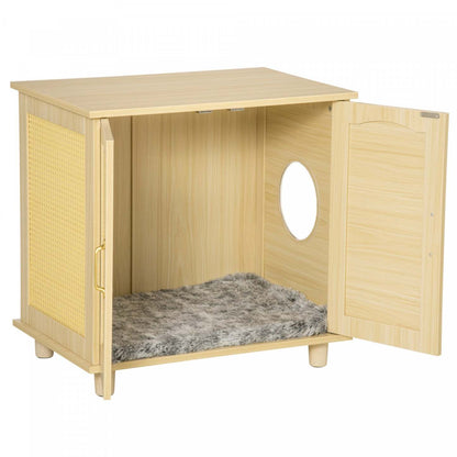 Pawhut Bac À Litière Pour Chat Avec Coussin Souple, Banc De Rangement, Table D'Extrémité Avec