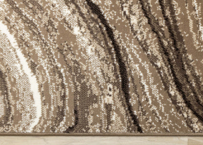 Tapis Forte Brown Cream Soothing Waves Area Rug - 5'3 x 7'5|Tapis Forte brun et crème à motif de vagues apaisantes - 5 pi 3 po x 7 pi 5 po