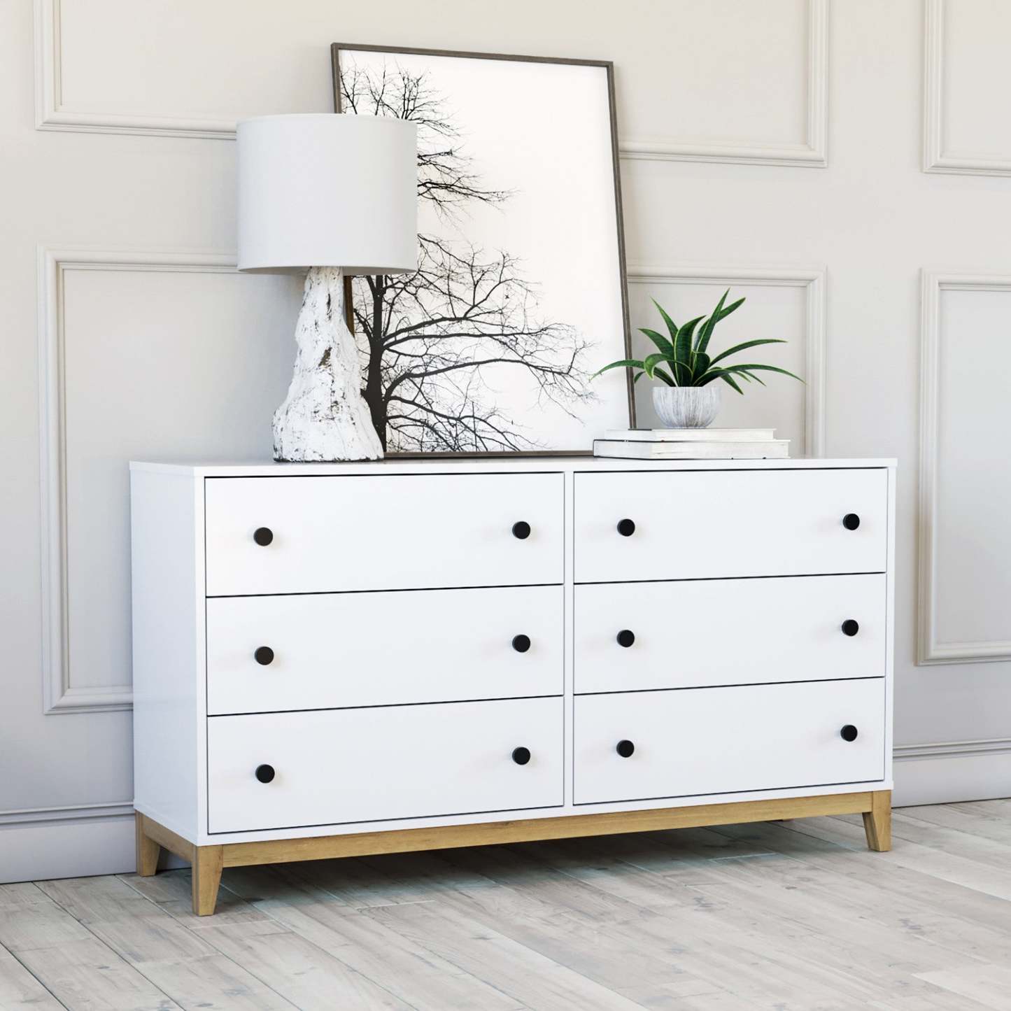 Prepac Nordik 6-Drawer Dresser - White Oak|Commode Nordik de Prepac à 6 tiroirs - chêne blanc