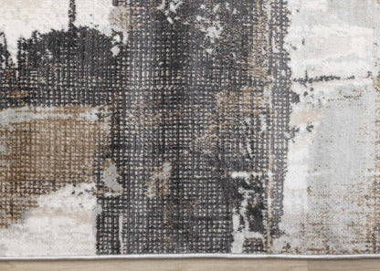 Carpette brune à motif abstrait lavable à la machine - 7 pi 10 po x 10 pi 6 po