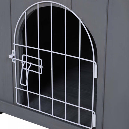 Pawhut Maison Pour Animaux à 2 Niveaux Pour Chats et Chiens Miniatures, Abri en Bois Pour Chat Avec Enclos, Balcon|Pawhut Abri Pour Chats En Bois, Extérieur, simulation Et Surélevé, À Deux Niveaux, Avec Balcon, Gris