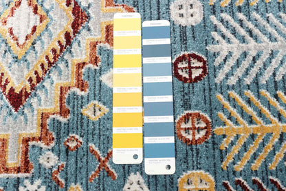 Tapis bleu gypsy lavable en machine - 3'0 x 5'0|Carpette Gypsy bleue lavable à la machine - 3 pi 0 po x 5 pi 0 po|D86FL9JP