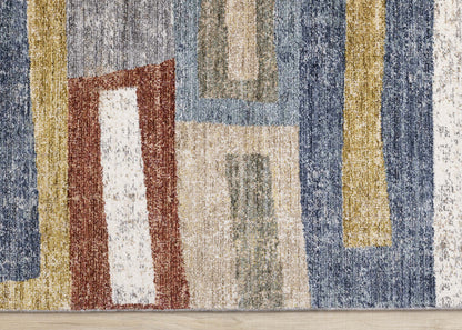 Macey Modern Grey Blue Red Sophisticated Area Rug - 7'10 x 10'2|Carpette moderne et raffinée Macey grise, bleue et rouge- 7 pi 10 po x 10 pi 2 po