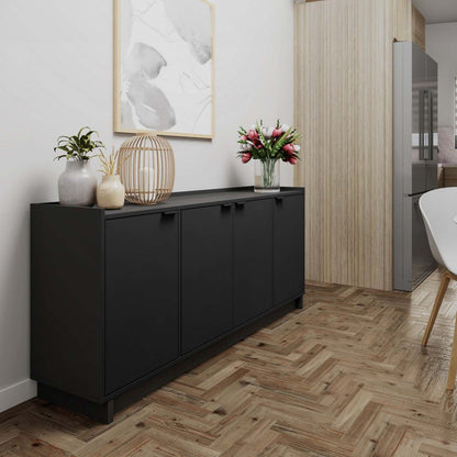 Prepac Simply Modern 4-Door Console Buffet - Noir|Console Simply Modern de Prepac à 4 portes - noire