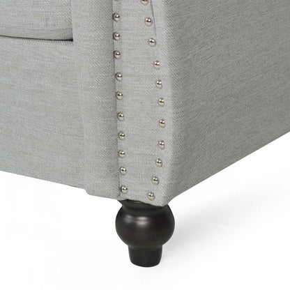 Canapé 3 places en tissu Colin avec dossier capitonné et garniture cloutée - Gris | Canapé 3 Places Colin En Tissu Avec Dossier Capitonné Et Garniture De Clous - Gris