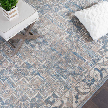 Shi Vin Diamond Blue 4x6 Area Rug|Carpette Shi bleu rétro à motifs de diamants 4 x 6|D80GK8KL