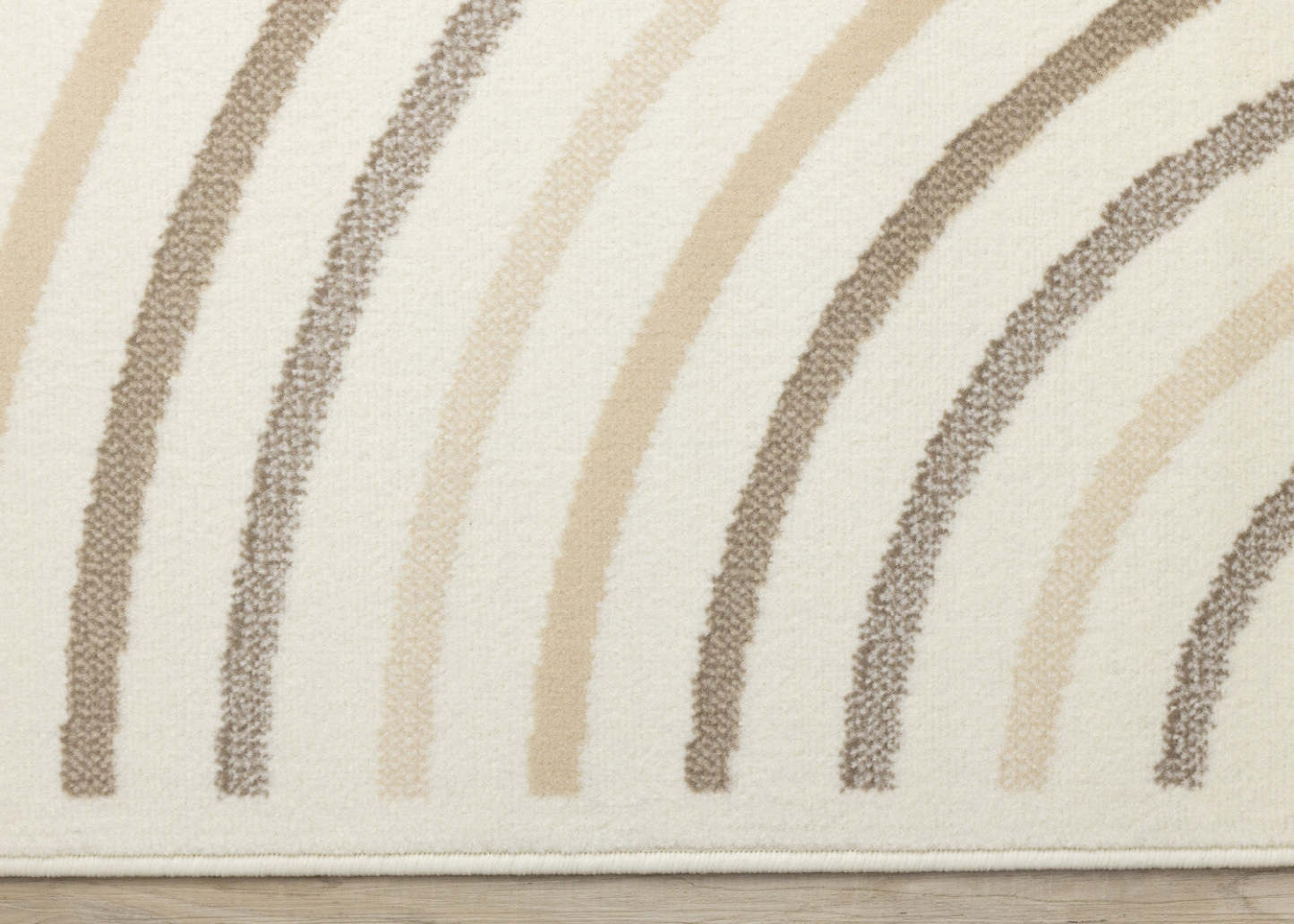 Tapis Forte Cream Beige Brown Curvy Lines - 5'3 x 7'5|Carpette Forte crème, beige et brune à motif de lignes courbées - 5 pi 3 po x 7 pi 5 po