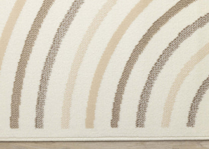 Tapis Forte Cream Beige Brown Curvy Lines - 5'3 x 7'5|Carpette Forte crème, beige et brune à motif de lignes courbées - 5 pi 3 po x 7 pi 5 po