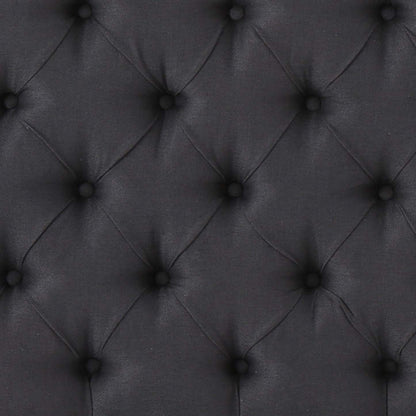 Hansen Tête de lit à oreilles rembourrée avec capitonnage de boutons, très grand lit, noir | Hansen Tete De Lit Capitonnee A Dossier Aile Avec Boutons, Taille King, Noir