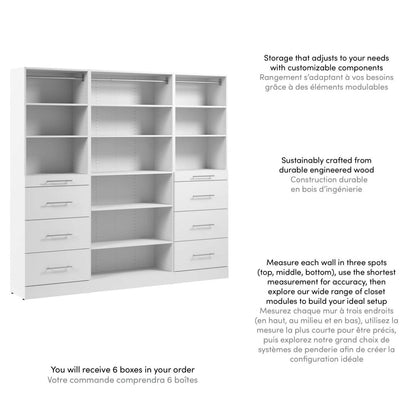 Bestar Florence 85 Système de garde-robe et pièce-penderie modulaire avec rangement - blanc